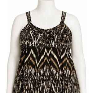 A New Approach Tank Top XL Petite Brown All Over Print 100% Cotton Indie Sleaze